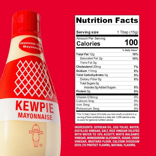 Vista 2 de KEWPIE Mayonesa (producto de Estados Unidos), auténtica mayonesa de estilo japonés, rico y cremoso sabor a Umami, hecha con huevos sin jaulas, sin