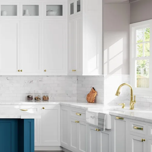 Vista 9 de Pfister Alderwood - Grifo de cocina con rociador extraíble y dispensador de jabón, de una sola manija, certificado NSF, acabado en oro cepillado