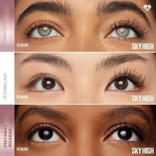 Vista 5 de Maybelline Lash Sensational Sky High - Máscara de pestañas lavable, maquillaje, voluminizadora, alargadora, definidora, rizador, fórmula acumulable
