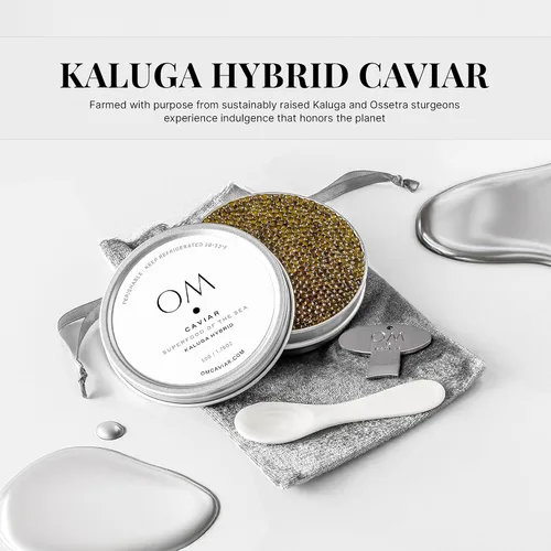 Vista 5 de OM Caviar Kaluga Hybrid Caviar River Beluga Alternativa Grano Grande 1.76