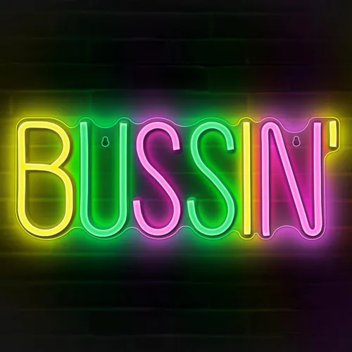 Vista 8 de Lumoonosity Letrero de neón Bussin - Luces de neón led de Meme Bussin para jugadores/streamers/influencers – Letras de neón verdes modernas