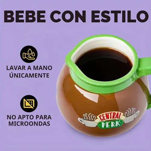 Vista 3 de Silver Buffalo FRIENDS TV Central Perk Coffee Pot, 3D Sculpted Mug, 20oz Cerámica, Taza de café, 0.59 Litros Central Perk Pot