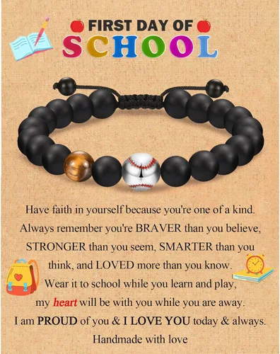 Vista 14 de EFVISD Pulsera de fútbol, baloncesto, béisbol, hockey para regalos para niños jugadores amantes de equipos, hijo, nieto, hermano, sobrino, amigo