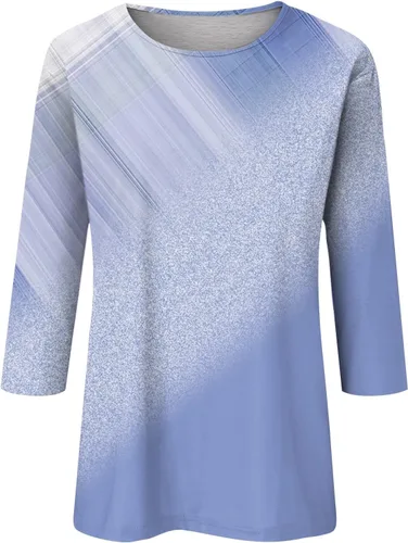 Vista 3 de Sexy Christmas Tops for Women,Women's Fashion Casual Three Quarter Sleeve Print Round Neck Pullover Top Blouse Shirt