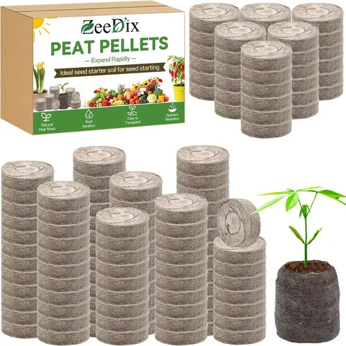 Vista 8 de ZeeDix 55 cápsulas de iniciación de semillas de 1.181 in, pellets de turba comprimida, tierra de inicio de semillas para inicio de semillas, cultivo