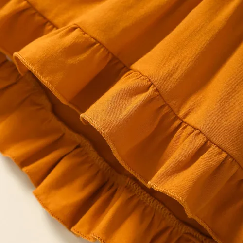 Vista 5 de Noubeau Toddler Baby Girls Halloween Outfits Letter Print Flare Sleeve Dress Shirt Cute Pumpkin Bell-Bottoms Pants Scarf