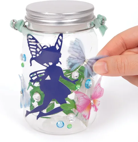Vista 5 de Make It Real 3C4G: luz de deseos de jardín de hadas, crea 2 tarros de luces de hadas, personaliza con 4 siluetas de hadas, se ilumina