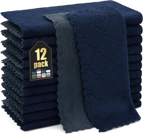 Vista 45 de Homaxy - Paquete de 12 trapos de cocina (13 x 19 pulgadas, marrón), de terciopelo coral supersuaves y absorbentes para lavar platos, paño