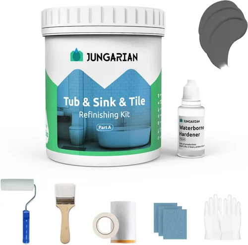 Vista 11 de Kit de reacabado de bañera y azulejos de 17.5 onzas con herramientas, pintura de bajo olor para baño, fregadero, encimera, azulejos, pintura