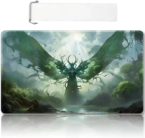 Vista 55 de DAUXID Tapete de Juego MTG Cosido Premium con Zonas y Respaldo de Goma Antideslizante, Tapete de Juego TCG para MTG y Otros Juegos de Cartas, Diseño