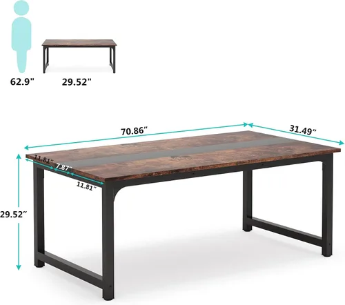 Vista 2 de Tribesigns Mesa de conferencias, mesa de reuniones rectangular de 6 pies, mesa de sala de reuniones, 70.8 pulgadas de largo x 31.5 pulgadas de ancho