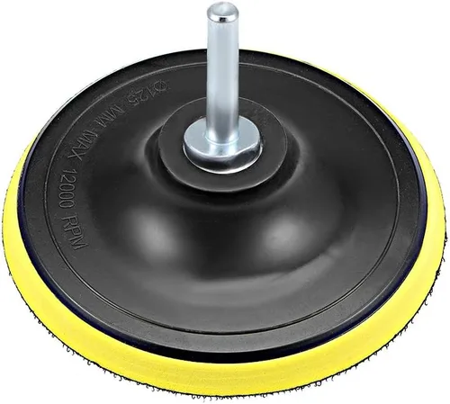 Vista 3 de uxcell Almohadilla de respaldo de gancho y bucle de 5 pulgadas, placa de soporte de pulido de lijado con adaptador de taladro M10 para lijadora
