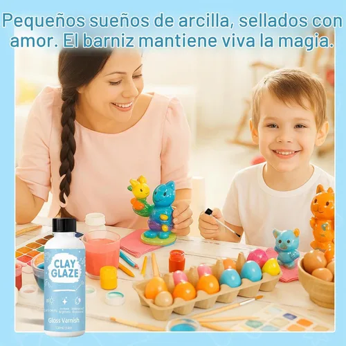 Vista 6 de Esmalte de arcilla seca al aire de 3.4 fl oz, barniz de arcilla para mejorar el brillo de la arcilla