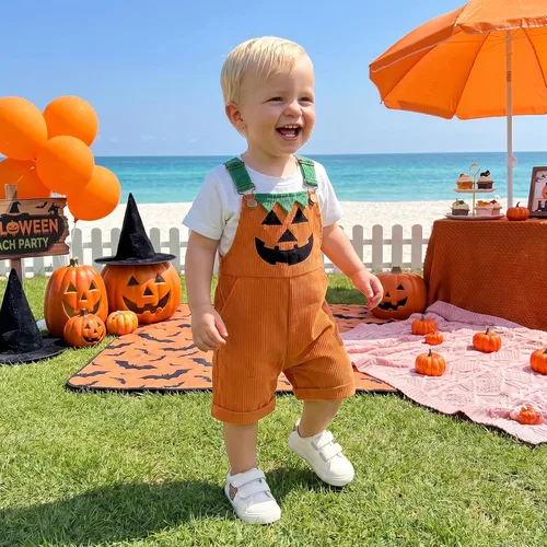 Vista 3 de Socutebabe Traje de Navidad sin mangas para niños pequeños y niñas Cara-naranja