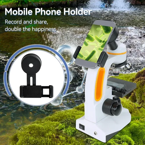 Vista 3 de SVBONY Microscopio monocular compuesto SM202 para adultos, kit de microscopio compuesto 40X-2000X, microscopio con etapa mecánica, adaptador