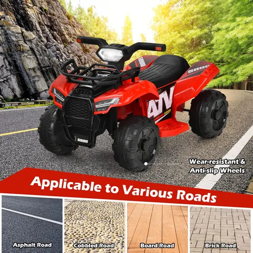 Vista 7 de HONEY JOY Cuatrimoto para niños, cuatrimoto de 4 ruedas con batería con caja de almacenamiento, bocina, música, faros LED, juguete ATV de 6 V