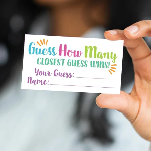 Vista 5 de 50 tarjetas de juego Candy Guessing - Adivina cuántas entradas en el juego Jar
