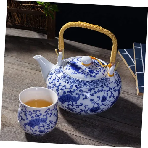 Vista 7 de Zerodeko Tetera con mango Tetera de cerámica vintage Kungfu Tetera de gran capacidad para hotel de oficina