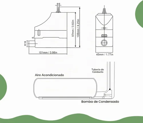 Vista 4 de Fockety Bomba de condensado HAVC de 24L h 1‑3HP, bomba automática de eliminación de condensado de elevación de 2.4 fl oz y 32.8 pies, bomba