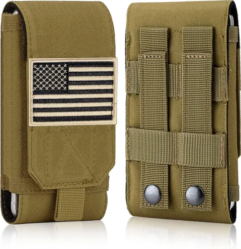 Vista 16 de Funda Táctica Molle para Teléfono, Funda de Cinturón con Asa de Bucle Resistente con Parche de Bandera para iPhone 17 Pro Max/Air/17 Pro/17/16 Pro
