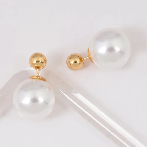 Vista 7 de Aretes de aro de plata dorada con letra D para mujer, aretes de perlas, 2 vías de uso, aretes de perlas de lujo, en forma de D, regalos de joyería
