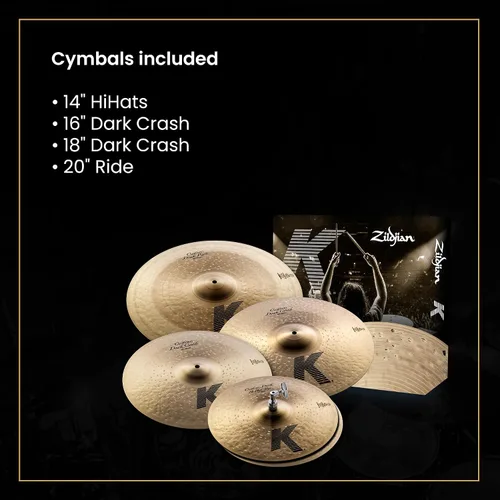 Vista 2 de Avedis Zildjian Company K Custom Dark - Paquete de platillos (4 piezas)