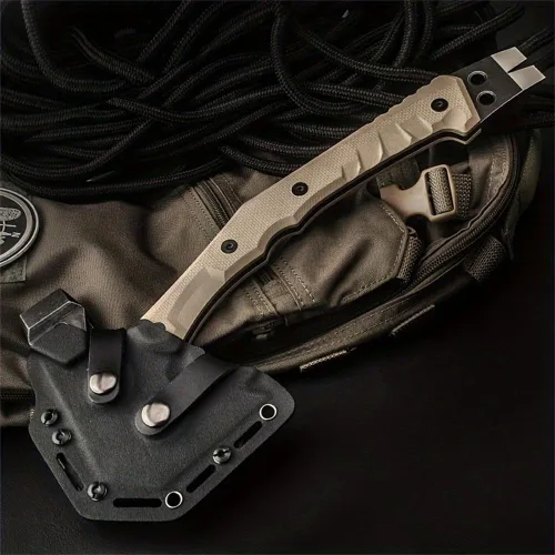 Vista 4 de HX OUTDOORS Mercenarys - Hachas de ingeniero táctico multifuncional, a prueba de explosiones, para campamento, artillería, martillo de rescate