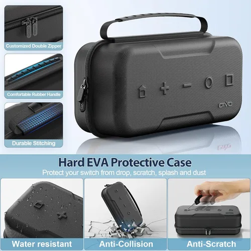 Vista 4 de Switch OLED - Funda de transporte compatible con Nintendo Switchmodelo OLED, funda de transporte portátil para Joy-Con y adaptador, funda protectora