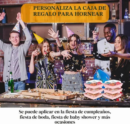 Vista 6 de Paquete de 100 cajas de charcutería con tapas transparentes de 5 pulgadas, cajas de galletas desechables para pasteles, cajas de papel para postres