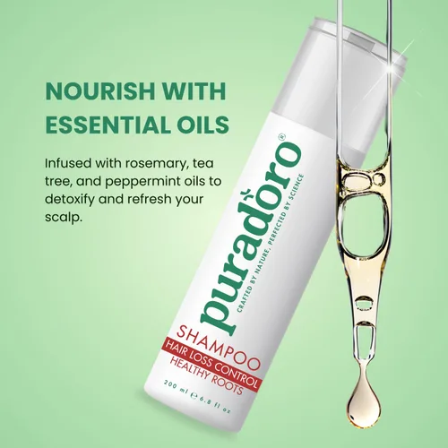 Vista 5 de Champú para control de pérdida de cabello y raíces saludables, fórmula natural con romero, biotina, cafeína, zinc, regeneración, terapia