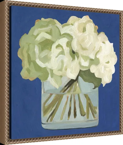 Vista 2 de Amanti Art Lienzo enmarcado para pared, 16 x 16 pulgadas, hortensias blancas II por Emma Scarvey, lienzo enmarcado para pared, obras de arte