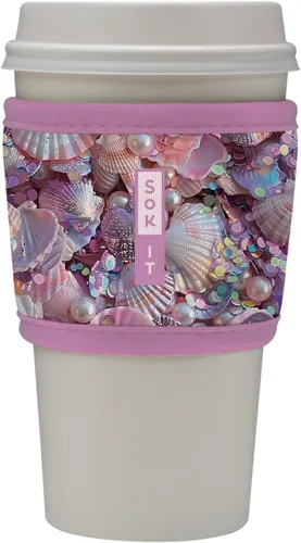 Vista 168 de Sok It HotSok Coffee & Tea - Funda de neopreno con aislamiento reutilizable (floral abstracto)