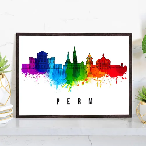 Vista 24 de Pera Print Póster de Rusia, póster de Rusia-Arkhangelsk, ilustración de Rusia Skyline City, póster de horizonte moderno, impresión de paisaje urbano