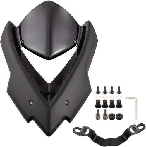 Vista 2 de Deflectores de viento de doble burbuja para parabrisas de motocicleta, compatible con Kawasaki Z1000 2014-2019 Negro-Blcak