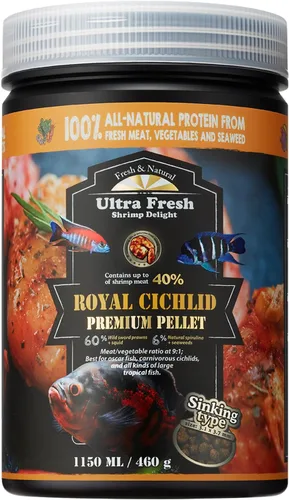 Vista 8 de Ultra Fresh Alimento Hundible para Peces Cíclidos, Langostinos Espada Silvestres, Todos los Ingredientes Naturales, Pellets Carnívoros para Cíclidos