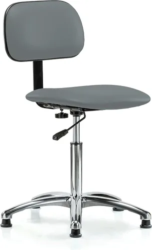 Vista 65 de Perch - Silla de laboratorio cromada con respaldo ajustable, altura del escritorio de 17 a 22 pulgadas, tela negra