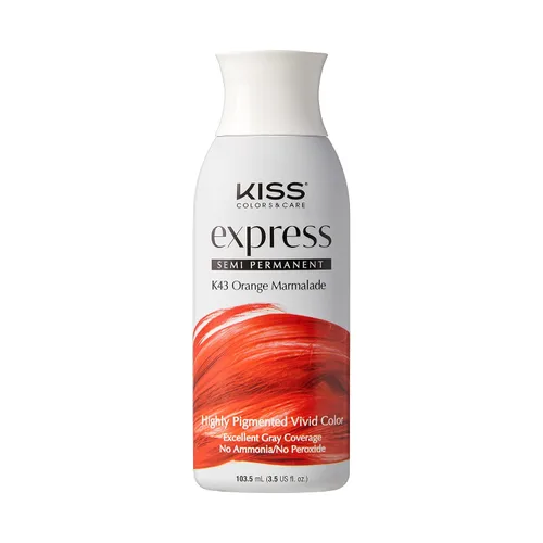Vista 2 de Kiss Express - Tinte semipermanente para el cabello, 3.5 onzas líquidas (3.4 fl oz), paquete de 2, mermelada naranja