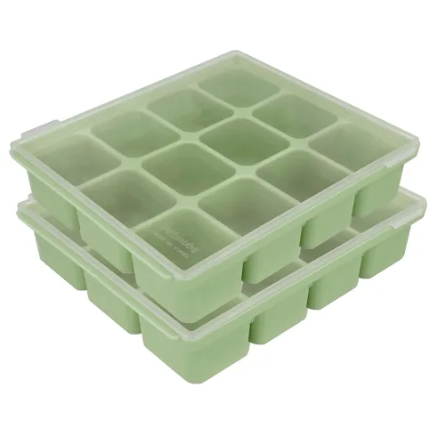 Vista 10 de Bandeja de silicona para congelador, cubos de almacenamiento de comida para bebé con tapa a clip, congelar comida para bebé, sopas, purés, hielo