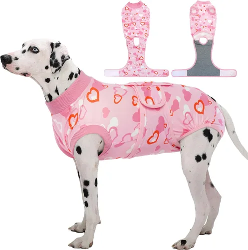 Vista 59 de Kuoser Traje de cirugía para perro, cómodo traje de recuperación para perras, mameluco protector posoperatorio, alternativa suave al cuello E