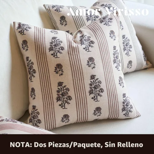 Vista 6 de Amor Virisso Fundas de almohada florales para sofá 18x18 Juego de 2 Fundas de almohada con estampado en bloque Fundas de almohada decorativas