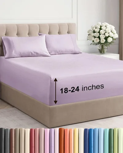 Vista 26 de Sábanas individuales de bolsillo extra profundo, sábanas transpirables y refrescantes de 3 piezas, juego de sábanas de lujo para hotel, suaves, sin