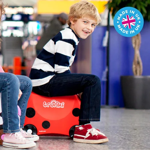 Vista 7 de Trunki Original Maleta para Niños con Ruedas para Montar y Equipaje de Mano Harley (rojo)