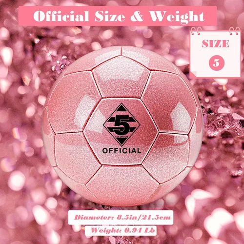 Vista 2 de Glitter Purple Soccer Ball Size 5 with Pump & Needle Mesh Bag, Sofu PU Soccer Ball Kit for Indoor Outdoor Practicing Training Playing Gift Teens
