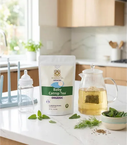 Vista 4 de Secrets Of Tea Baby Catnip Sleepy Time Tea - Mezcla de hierbas relajante orgánica para bebés y recién nacidos, suave y sin cafeína, 20 bolsas de té