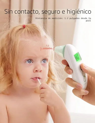 Vista 2 de Momcozy Termómetro de frente y oído sin contacto, termómetro digital infrarrojo para adultos y niños, con modo para niños, función de alarma