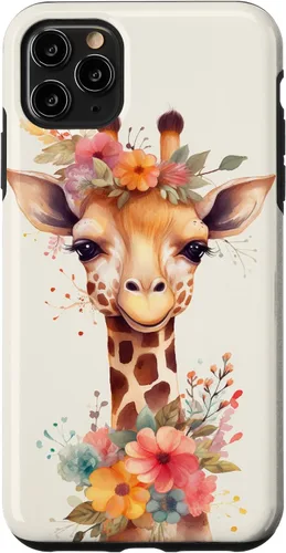Vista 13 de Cute Giraffe with Flowers Giraffe Floral Case for iPhone 17