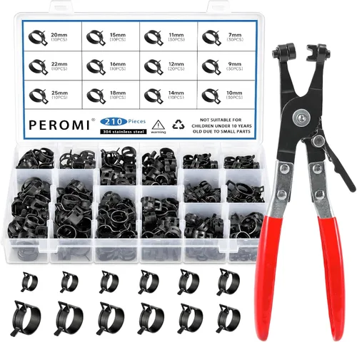 Vista 10 de 100 Piezas Abrazaderas de Manguera de Banda de Resorte de 0.24 a 0.98 pulgadas con Kit Surtido de Alicate de Abrazadera de Manguera Plana Giratoria