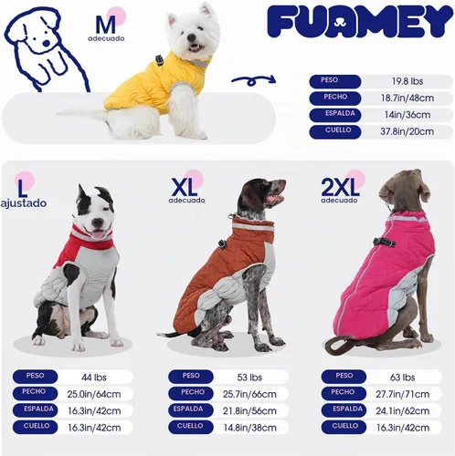 Vista 7 de FUAMEY Abrigo para perros pequeños, chaqueta de invierno de forro polar
