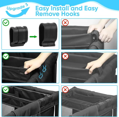 Vista 5 de Bandeja de aperitivos para cochecito con soportes para botellas anticaídas para Wonderfold Wagon, interior de piel sintética impermeable, fácil