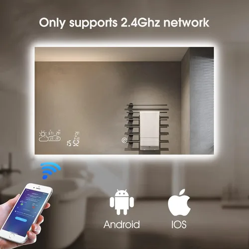 Vista 8 de Espejo de baño LED de 40 x 24 pulgadas con luces, WiFi Smart Bluetooth iluminado espejo de tocador para baño con retroiluminación de 2